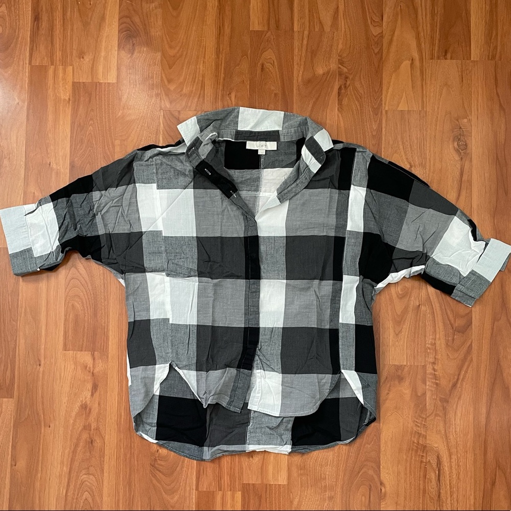 LOFT plaid Dolman/batwing shirt